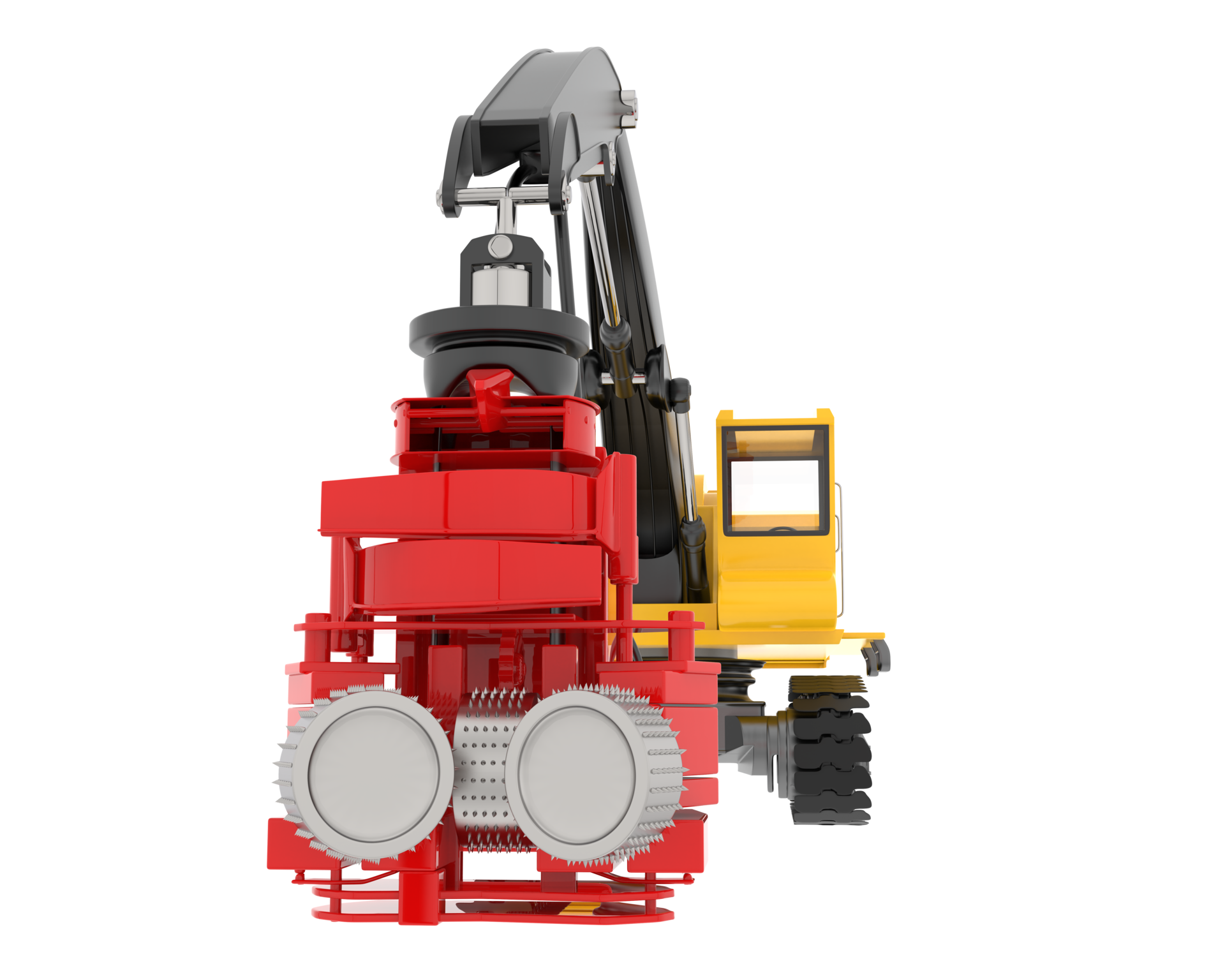 Tree cutting machine isolated on background. 3d rendering