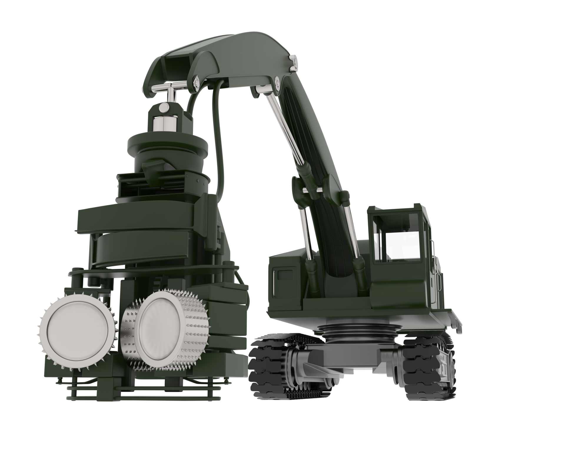 Tree cutting machine isolated on background. 3d rendering