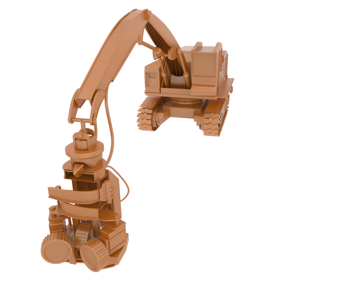 Tree cutting machine isolated on background. 3d rendering - illustration png