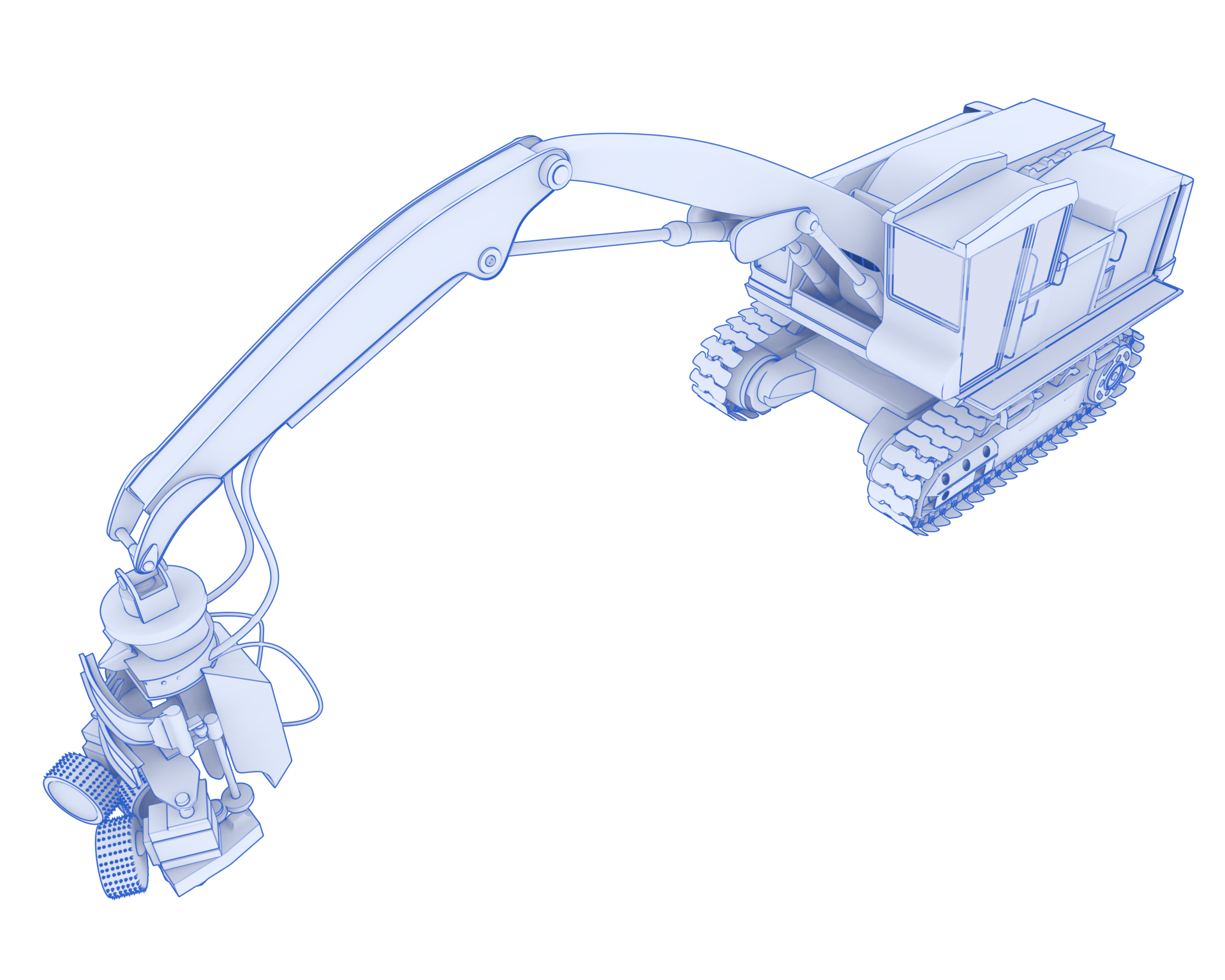 Tree cutting machine isolated on background. 3d rendering