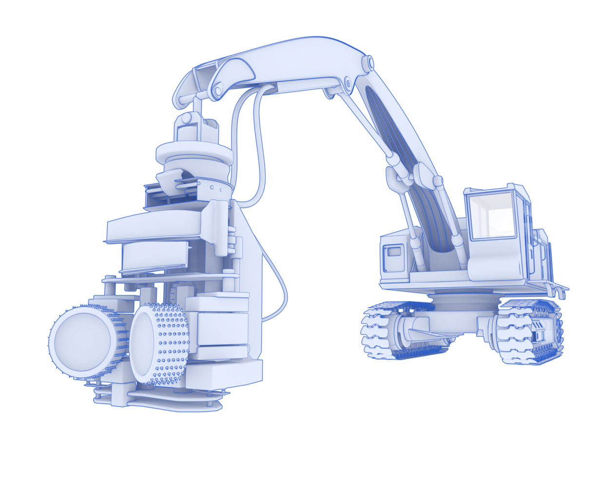 Tree cutting machine isolated on background. 3d rendering - illustration png
