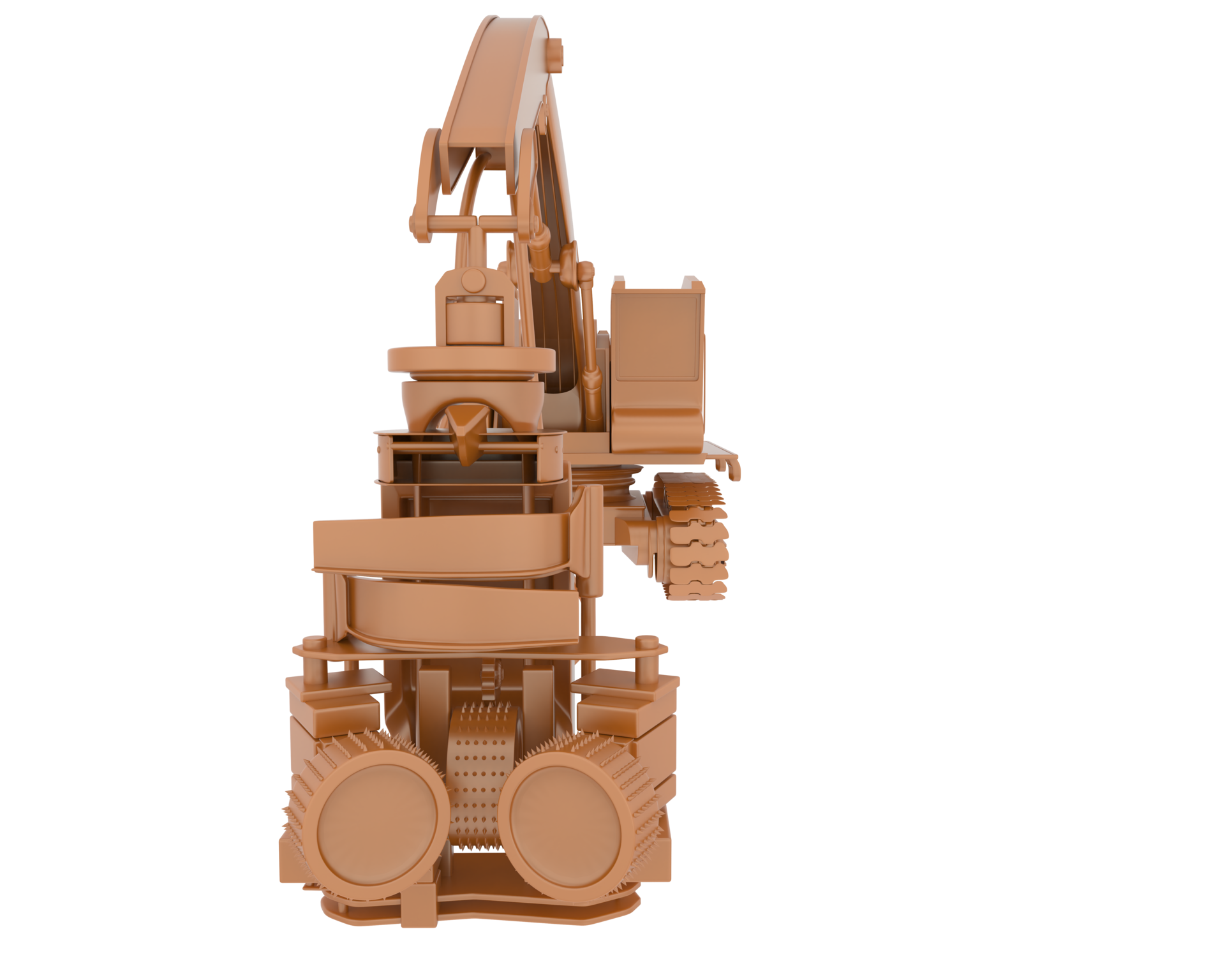 Tree cutting machine isolated on background. 3d rendering
