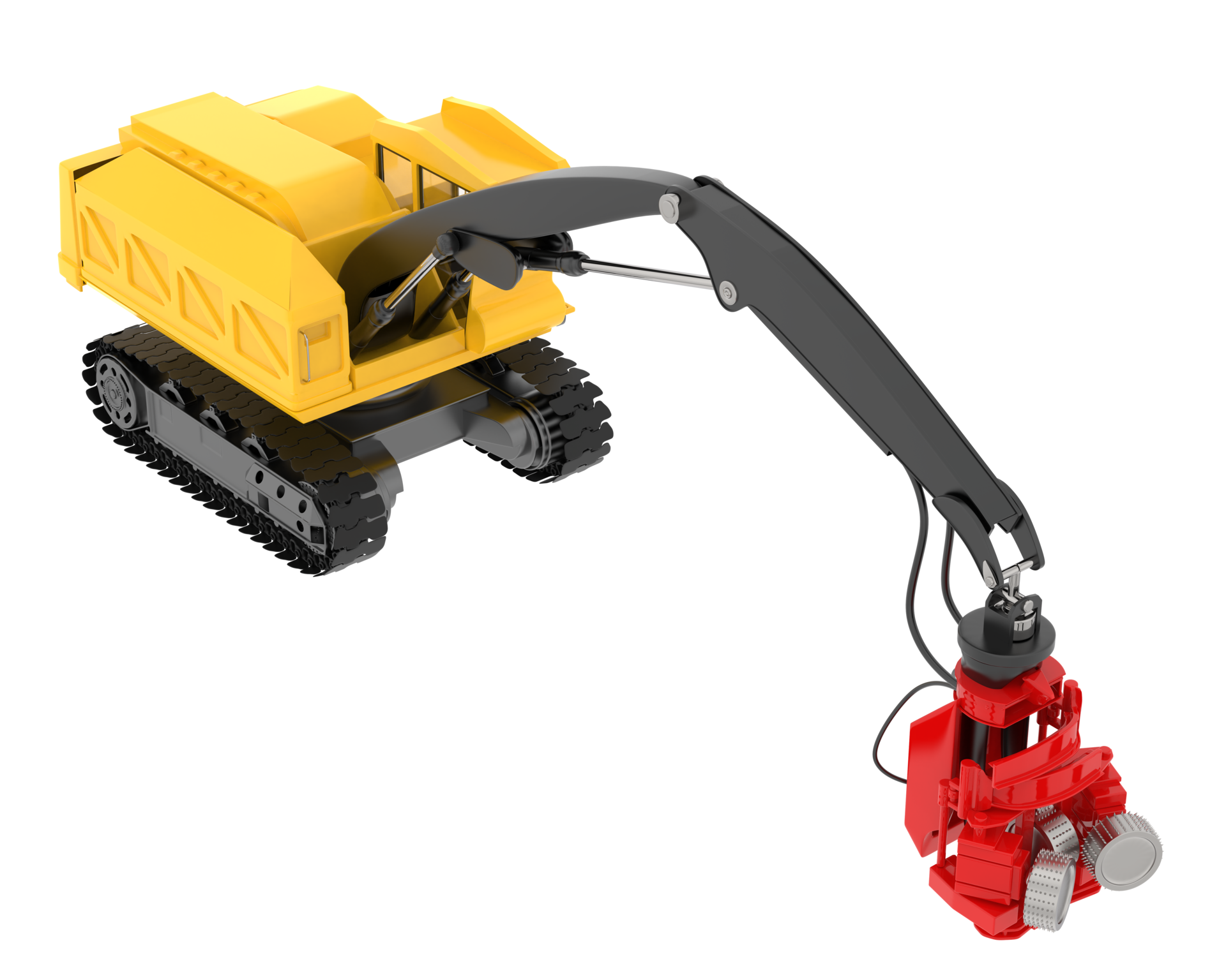 Tree cutting machine isolated on background. 3d rendering