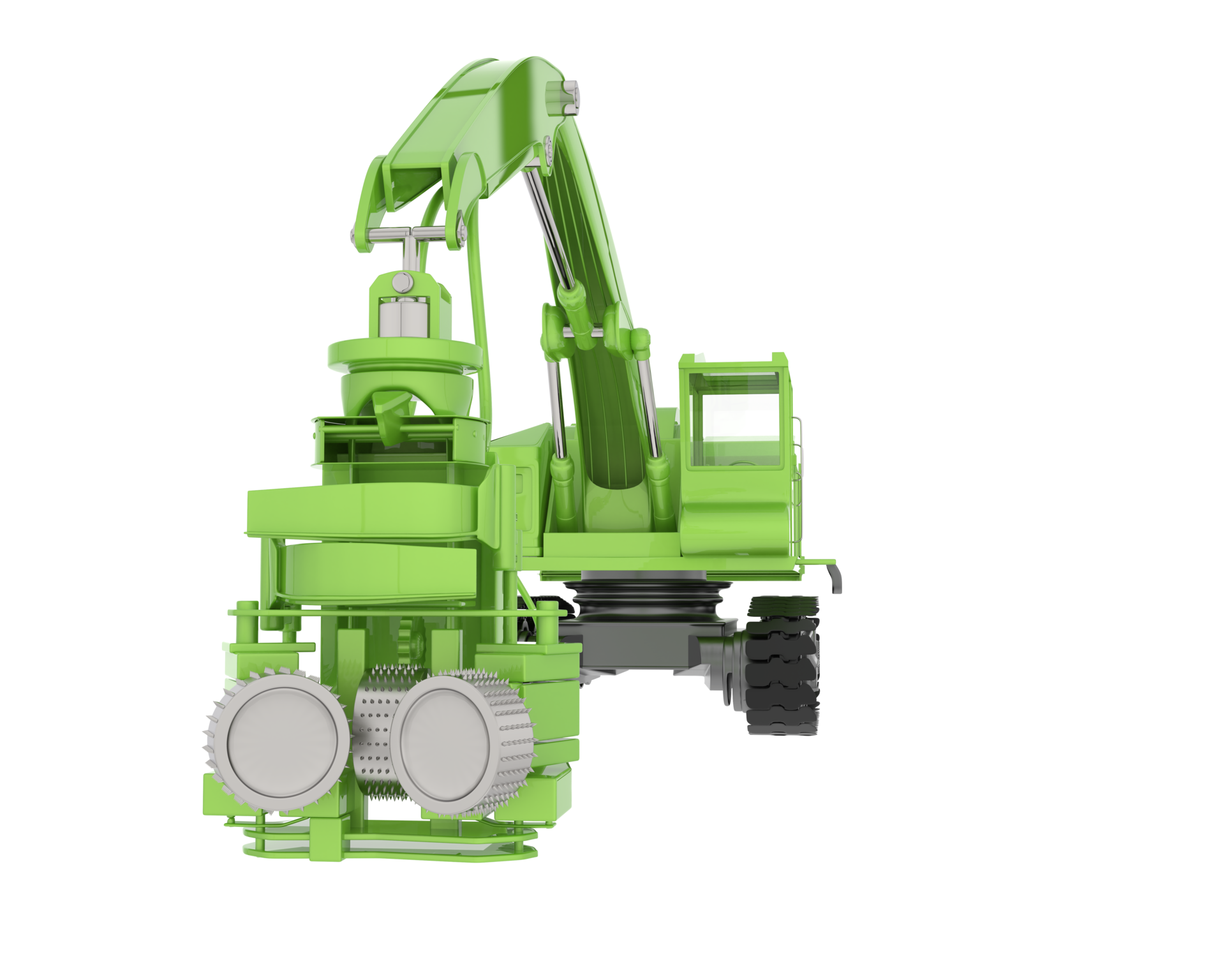 Tree cutting machine isolated on background. 3d rendering