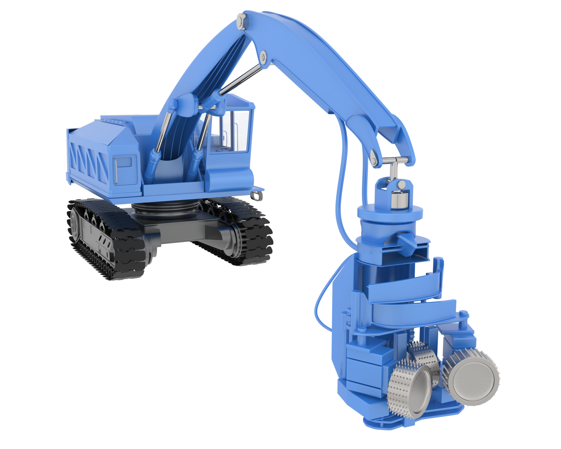 Tree cutting machine isolated on background. 3d rendering