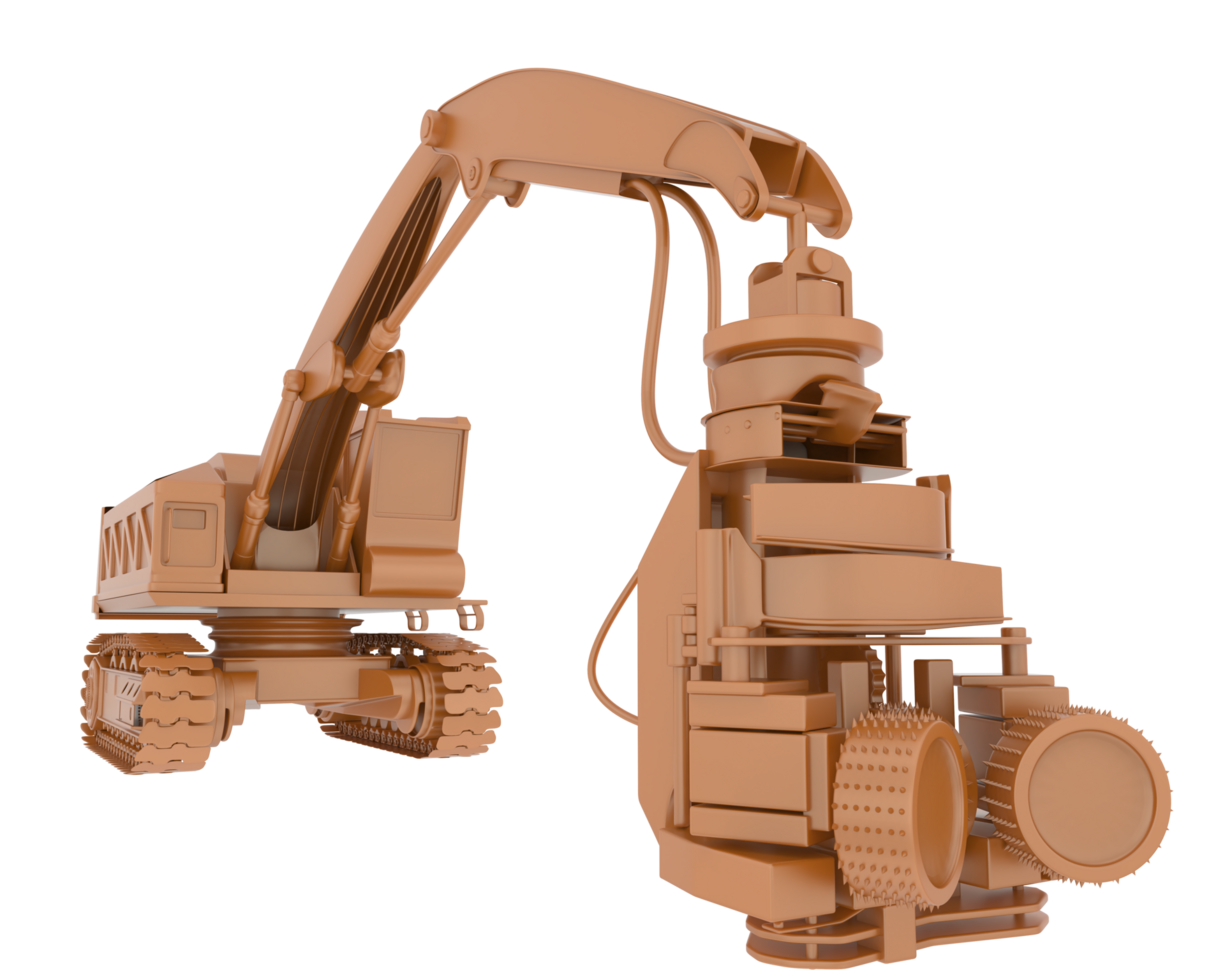 Tree cutting machine isolated on background. 3d rendering - illustration png