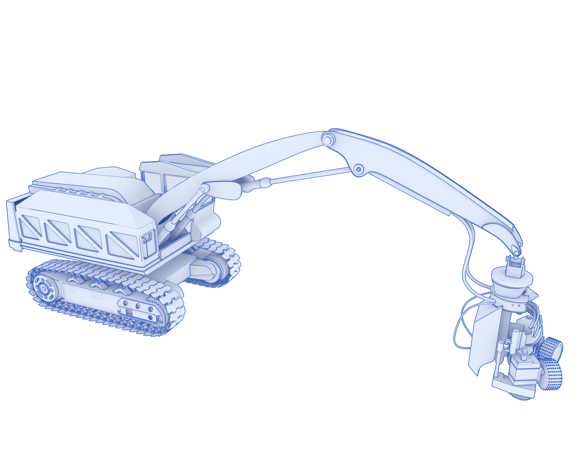 Tree cutting machine isolated on background. 3d rendering