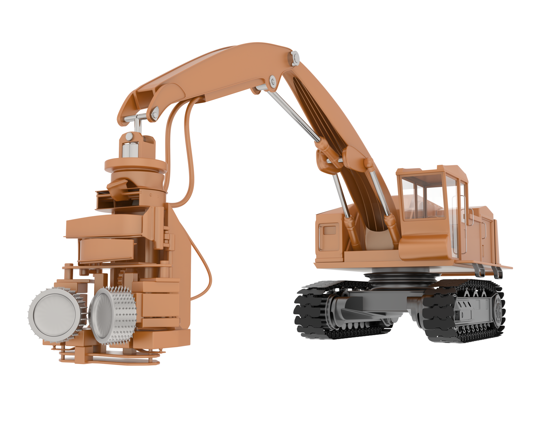 Tree cutting machine isolated on background. 3d rendering
