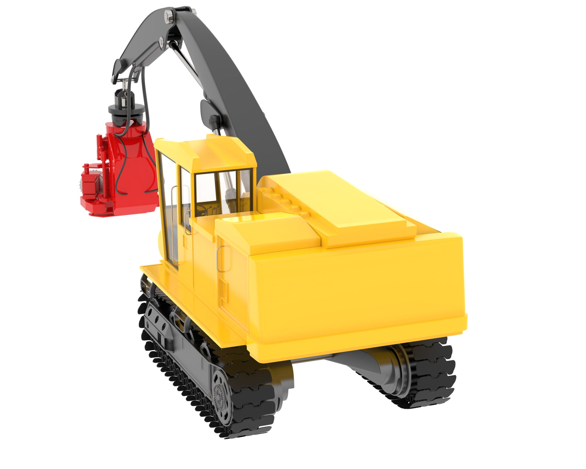 Tree cutting machine isolated on background. 3d rendering