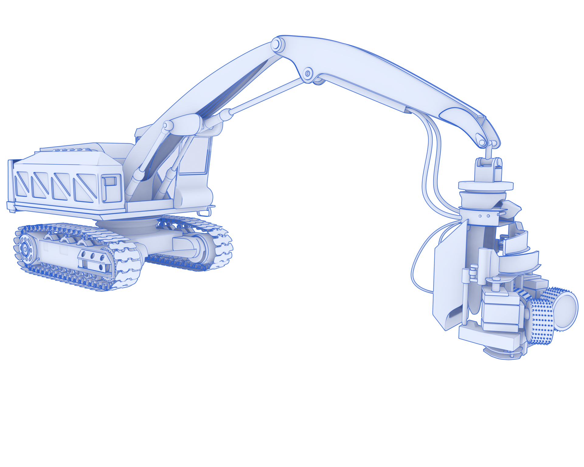 Tree cutting machine isolated on background. 3d rendering