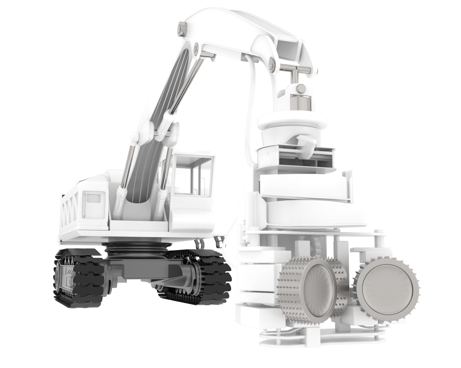 Tree cutting machine isolated on background. 3d rendering