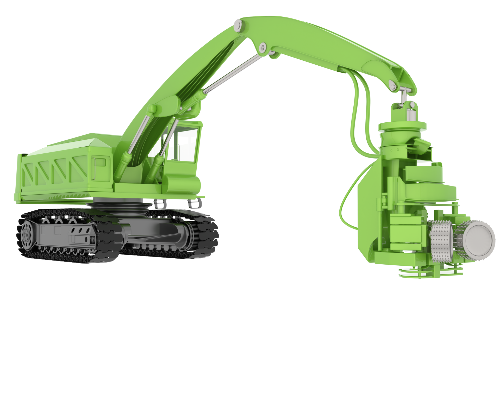 Tree cutting machine isolated on background. 3d rendering