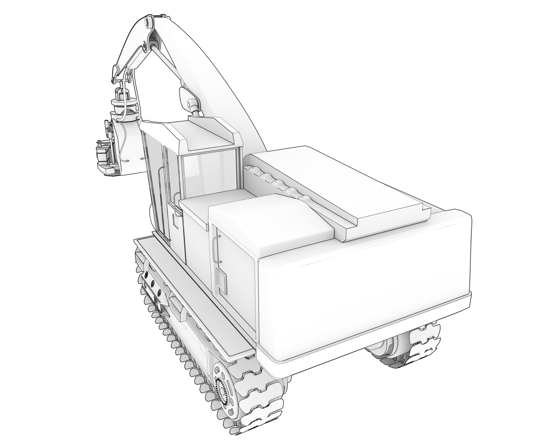 Tree cutting machine isolated on background. 3d rendering