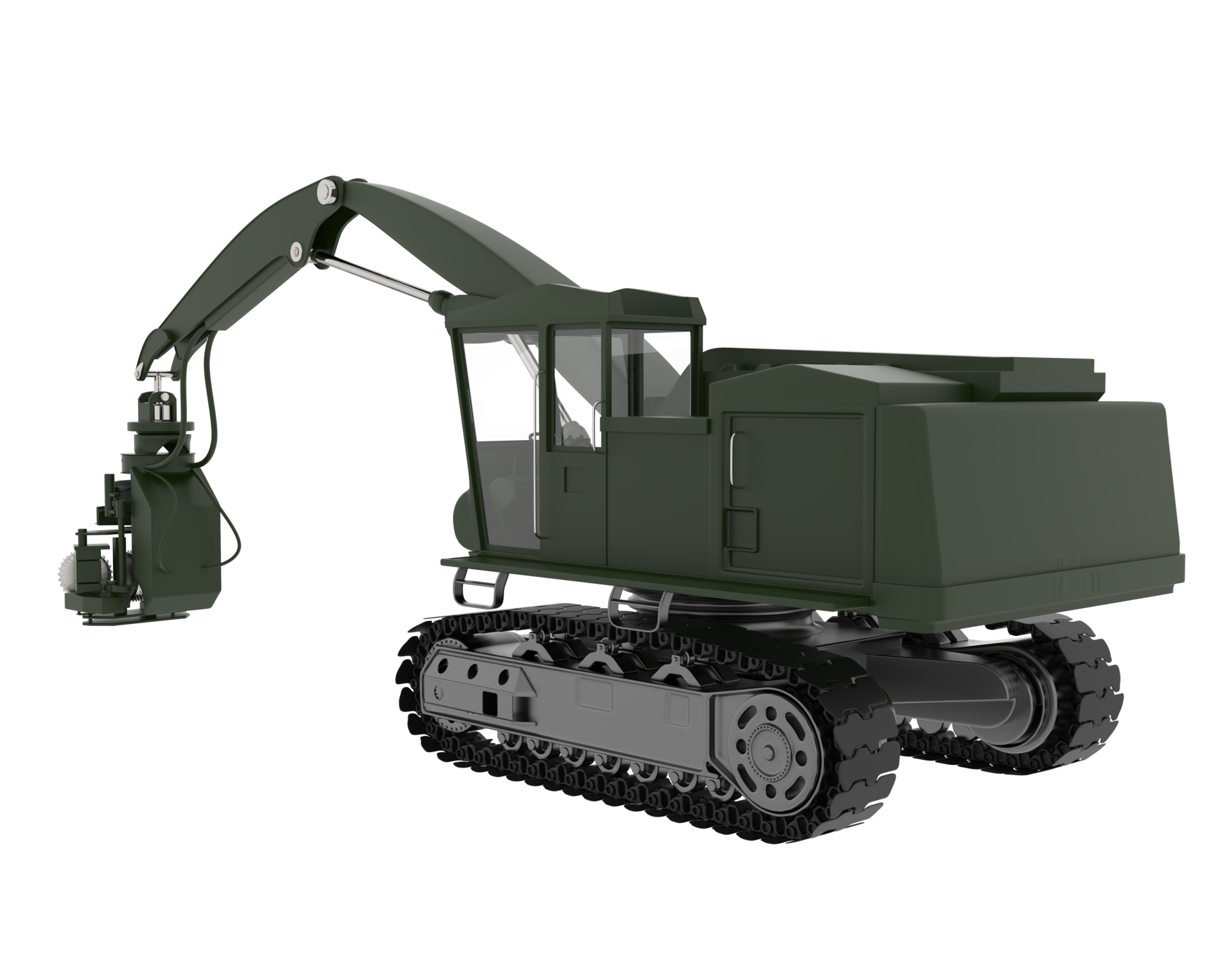 Tree cutting machine isolated on background. 3d rendering