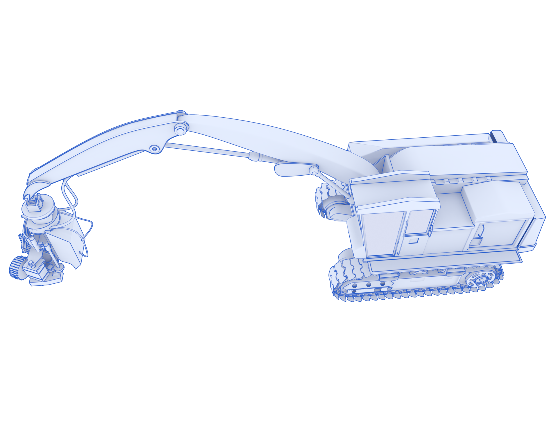 Tree cutting machine isolated on background. 3d rendering