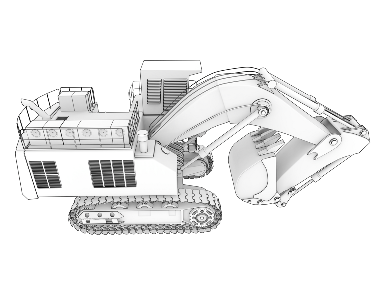 Excavator isolated on background. 3d rendering - illustration png