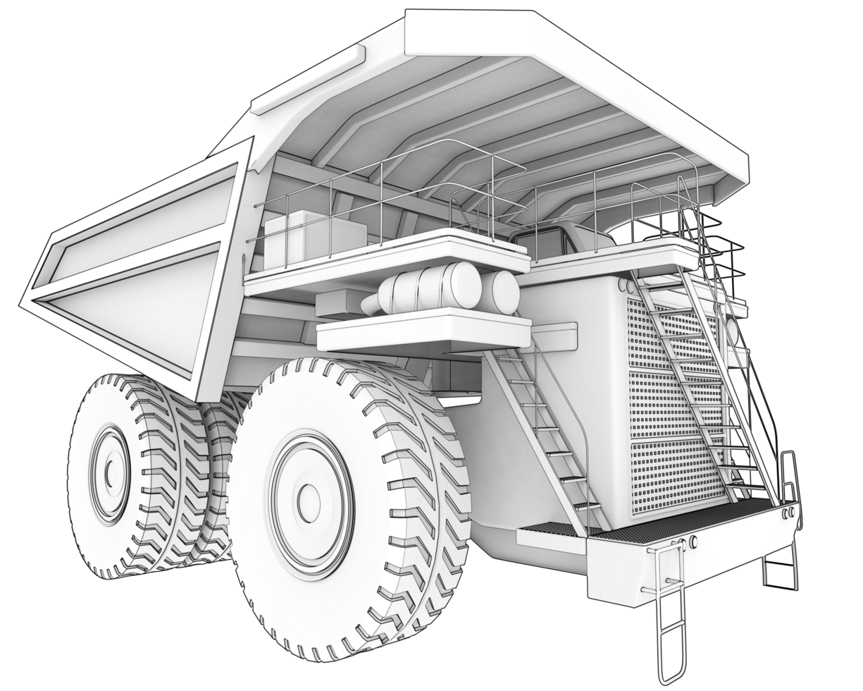 Mining truck isolated on background. 3d rendering - illustration png