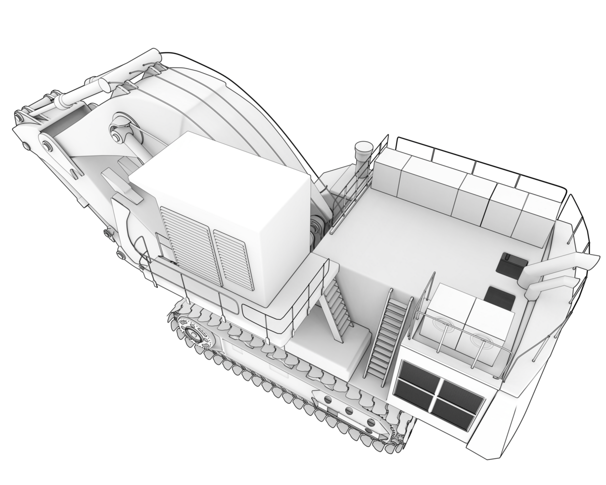 Excavator isolated on background. 3d rendering - illustration png