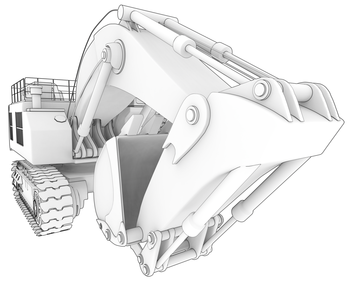 Excavator isolated on background. 3d rendering - illustration png
