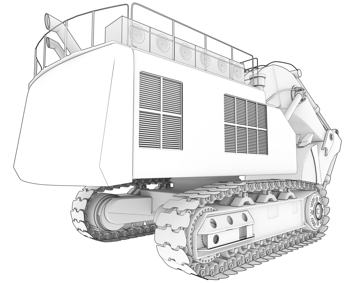 Excavator isolated on background. 3d rendering - illustration png