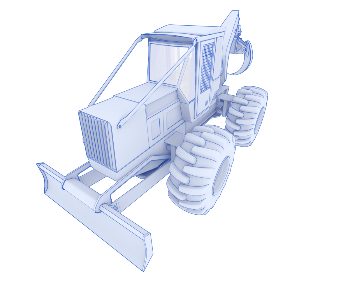 Skidder isolated on background. 3d rendering - illustration png