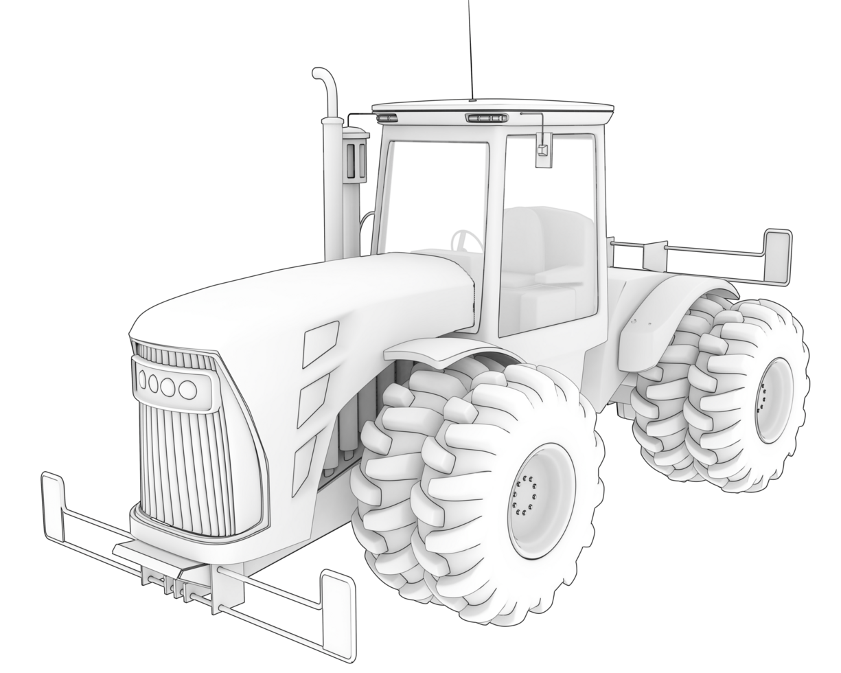 Large tractor isolated on background. 3d rendering - illustration png