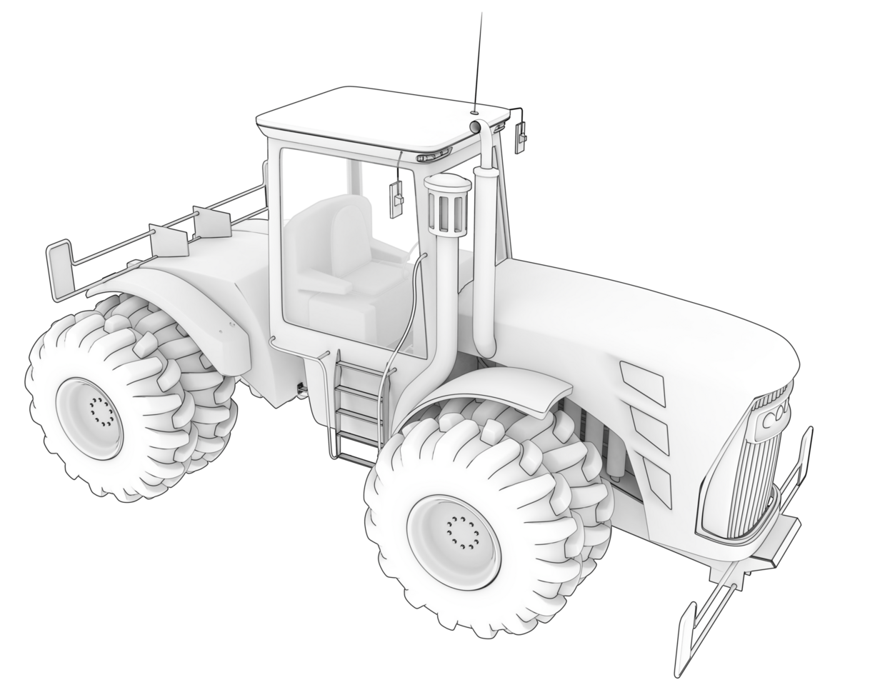 Large tractor isolated on background. 3d rendering - illustration png