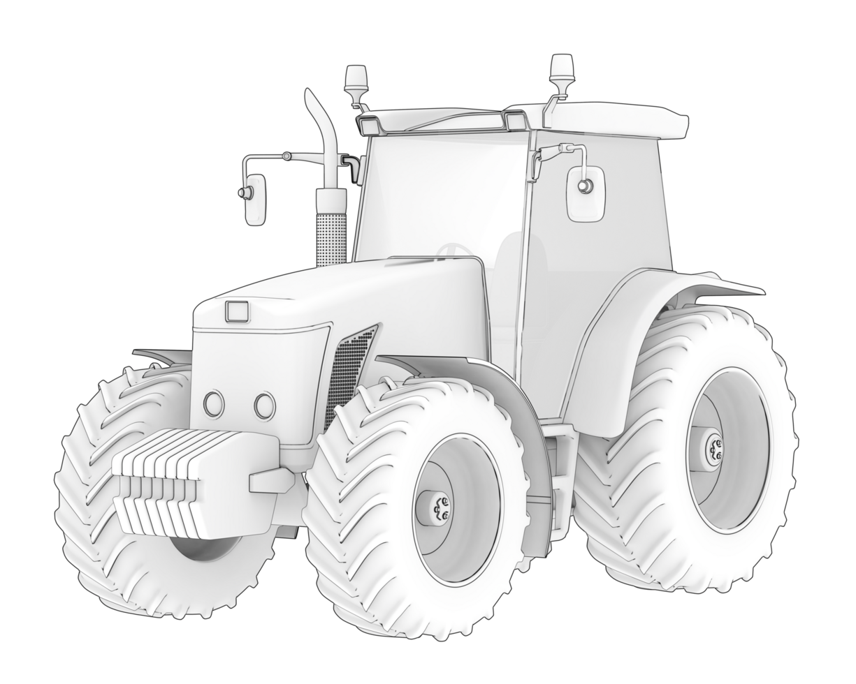 Big tractor isolated on background. 3d rendering - illustration png