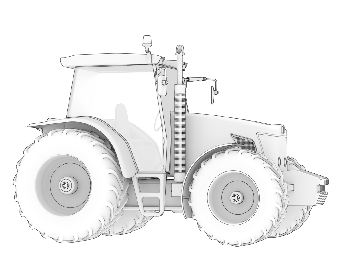 Big tractor isolated on background. 3d rendering - illustration png