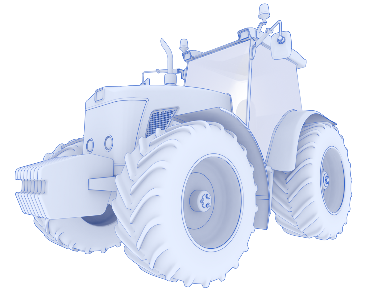 Big tractor isolated on background. 3d rendering - illustration png