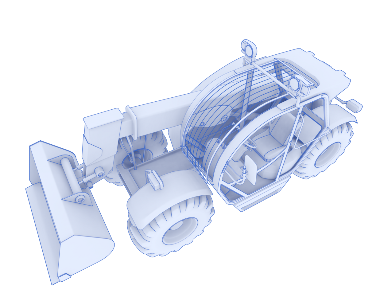 Versatile excavator isolated on background. 3d rendering - illustration png