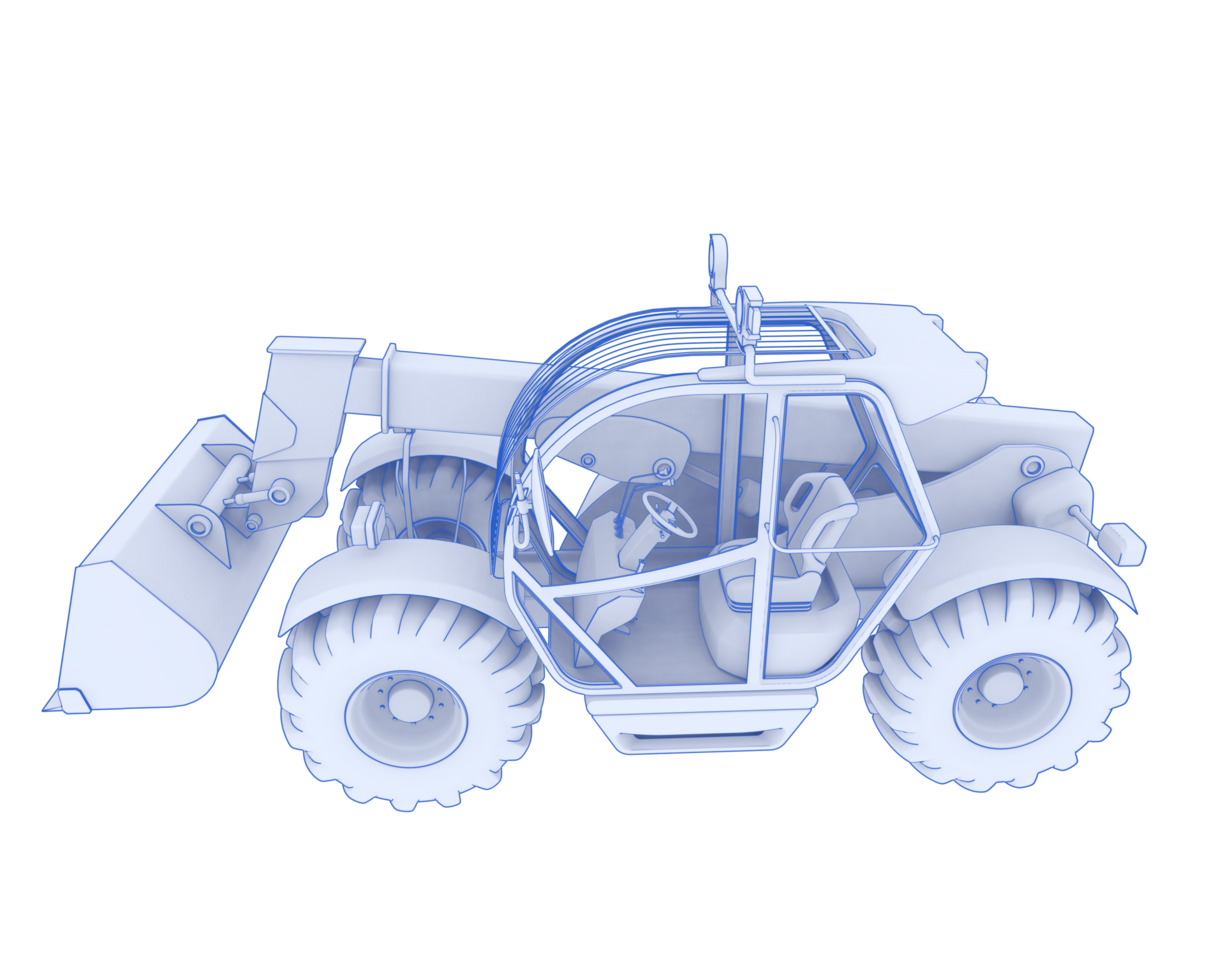 Versatile excavator isolated on background. 3d rendering - illustration png