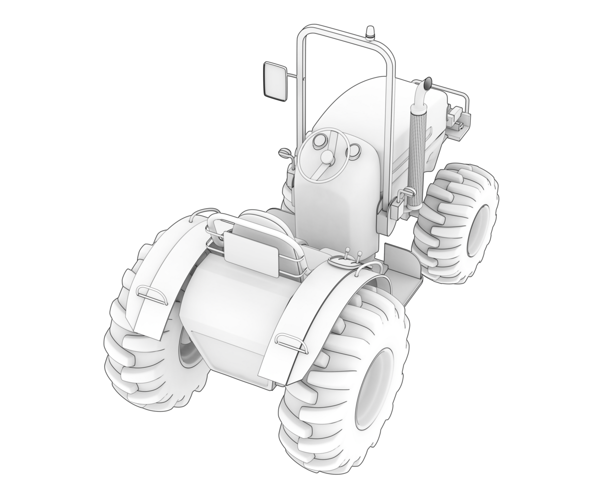 Large tractor isolated on background. 3d rendering - illustration png