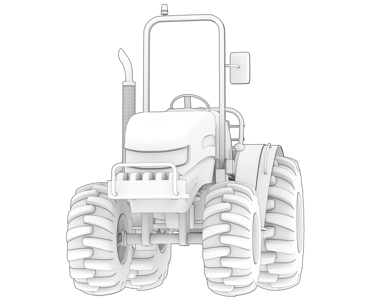 Large tractor isolated on background. 3d rendering - illustration png