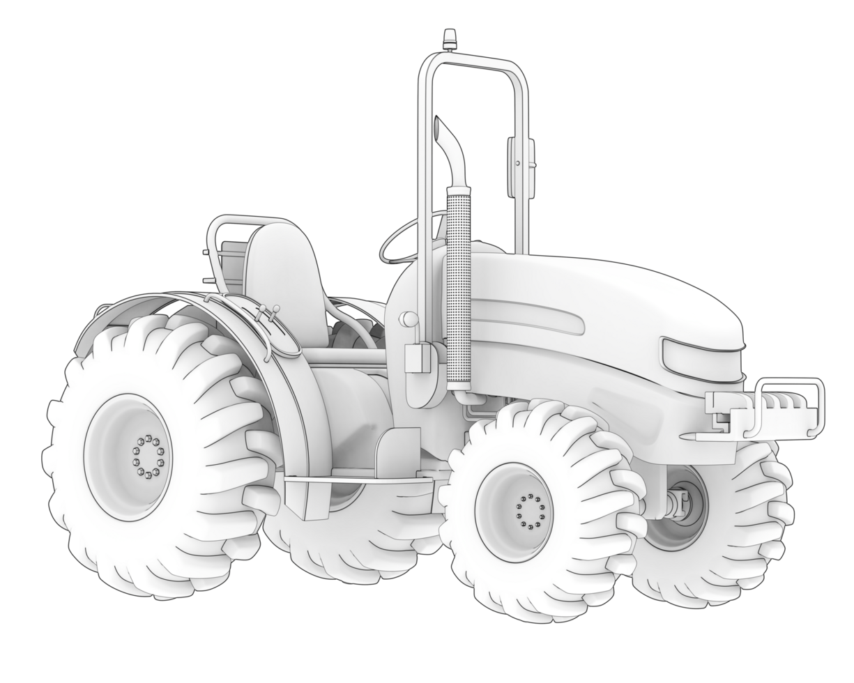 Large tractor isolated on background. 3d rendering - illustration png