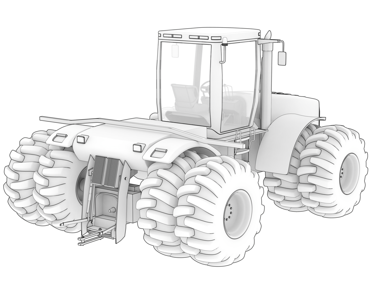 Large tractor isolated on background. 3d rendering - illustration png