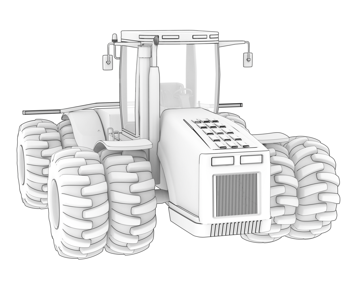 Large tractor isolated on background. 3d rendering - illustration png