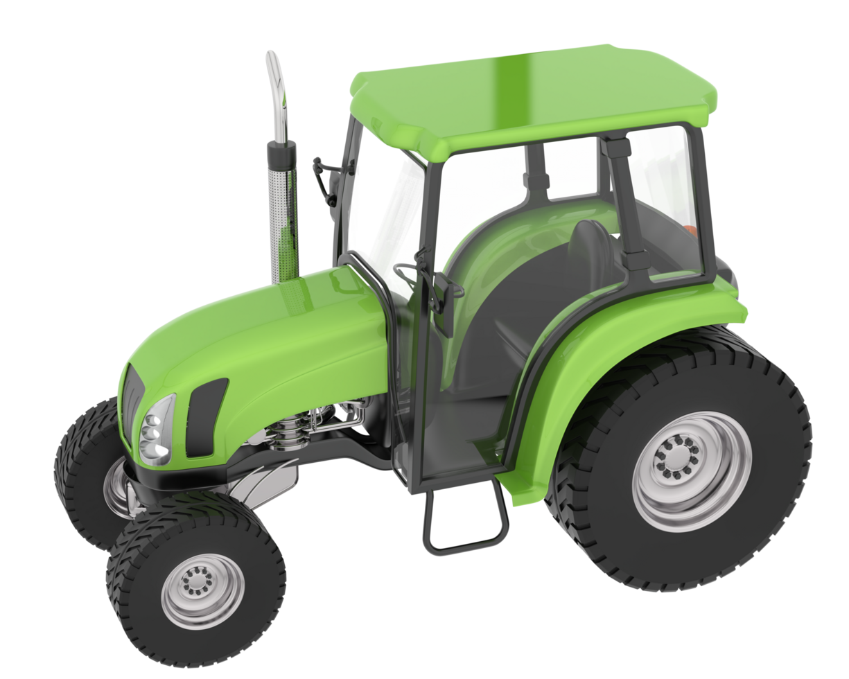 Medium farming tractor isolated on background. 3d rendering - illustration png
