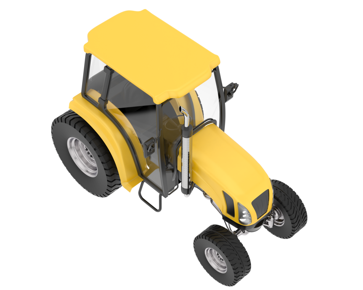 Medium farming tractor isolated on background. 3d rendering - illustration png
