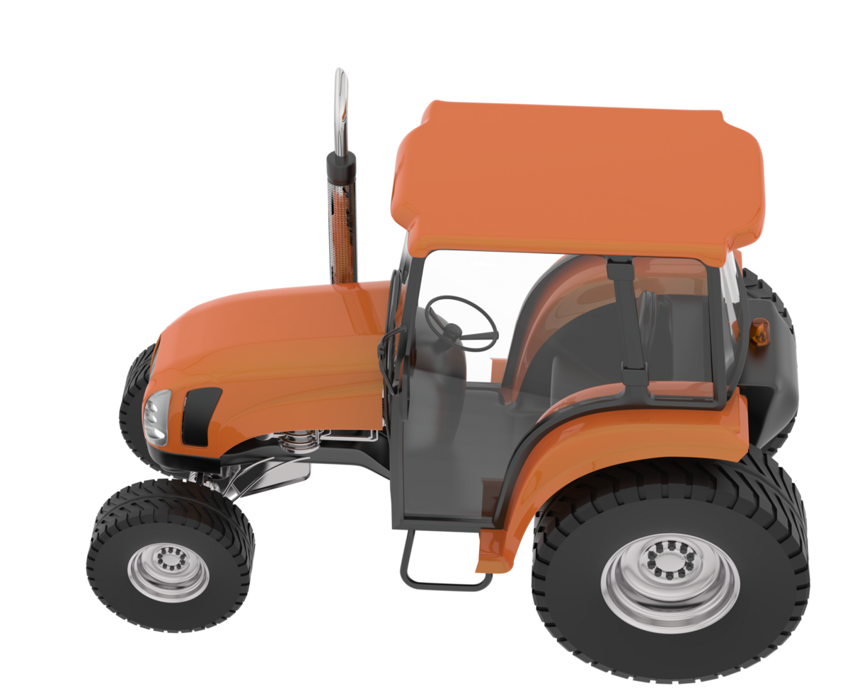 Medium farming tractor isolated on background. 3d rendering - illustration png
