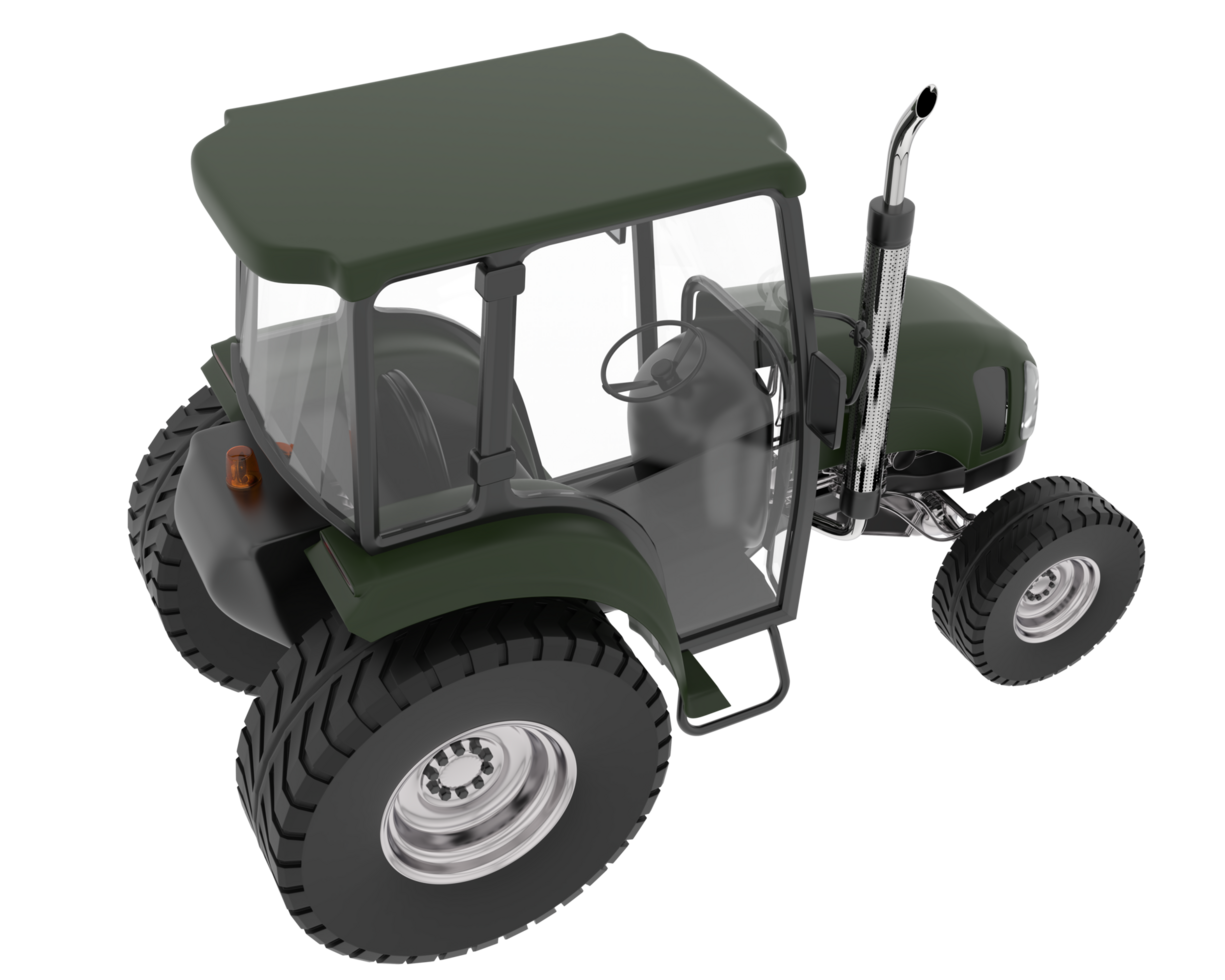 Medium farming tractor isolated on background. 3d rendering - illustration png