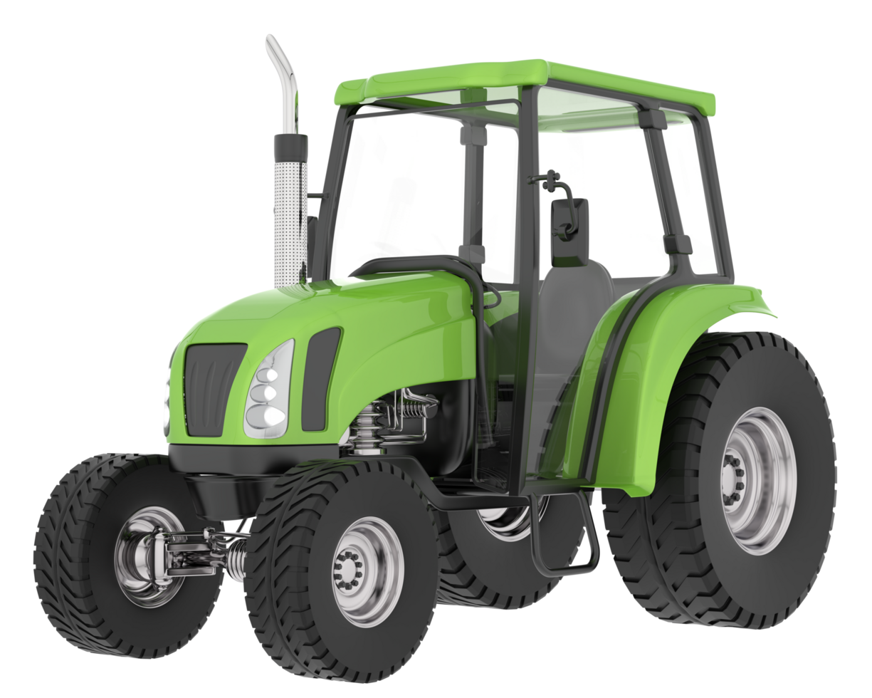 Medium farming tractor isolated on background. 3d rendering - illustration png
