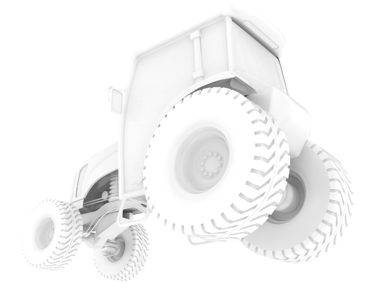Medium farming tractor isolated on background. 3d rendering - illustration png