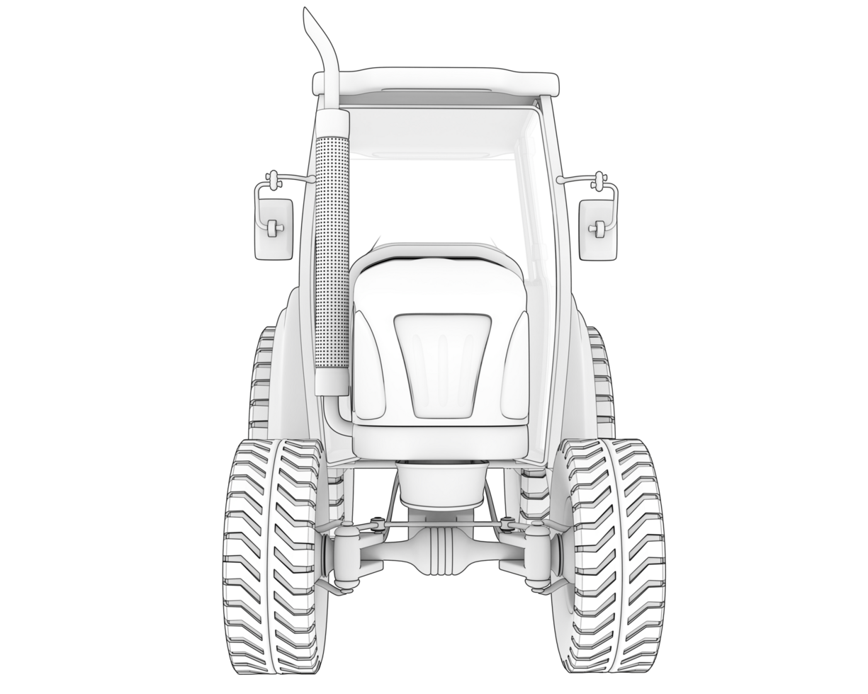 Medium farming tractor isolated on background. 3d rendering - illustration png