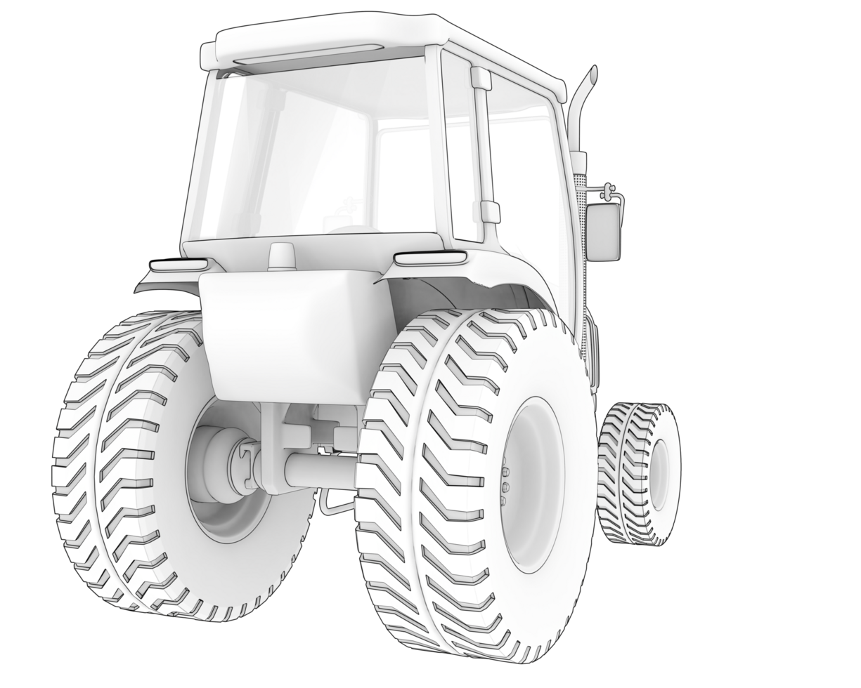 Medium farming tractor isolated on background. 3d rendering - illustration png