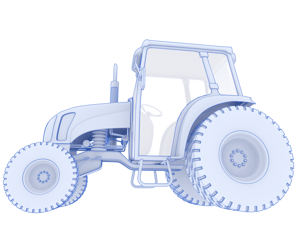 Medium farming tractor isolated on background. 3d rendering - illustration png