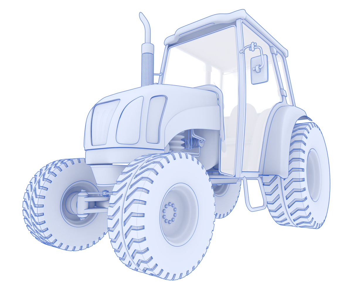 Medium farming tractor isolated on background. 3d rendering - illustration png