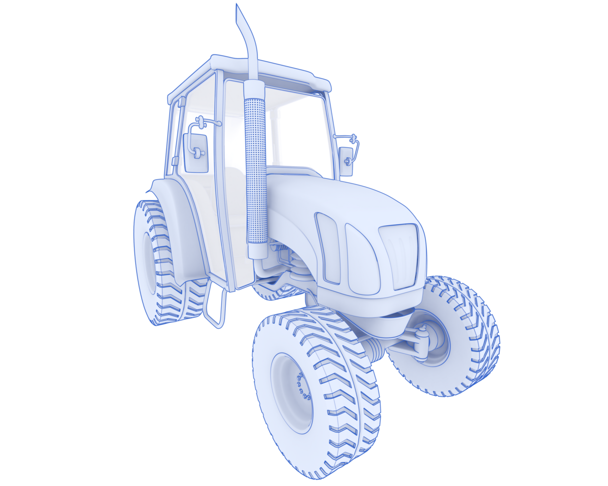 Medium farming tractor isolated on background. 3d rendering - illustration png