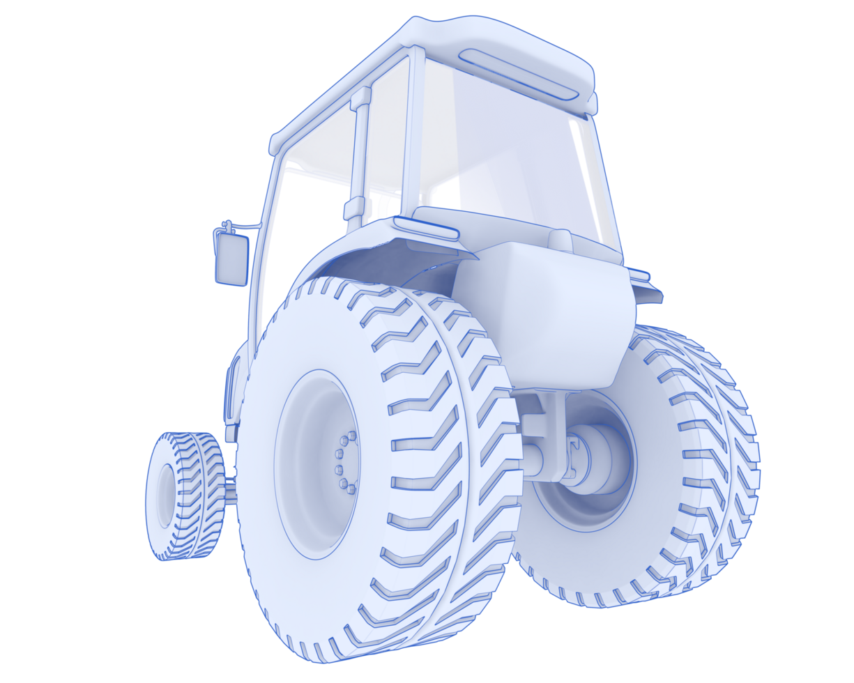 Medium farming tractor isolated on background. 3d rendering - illustration png