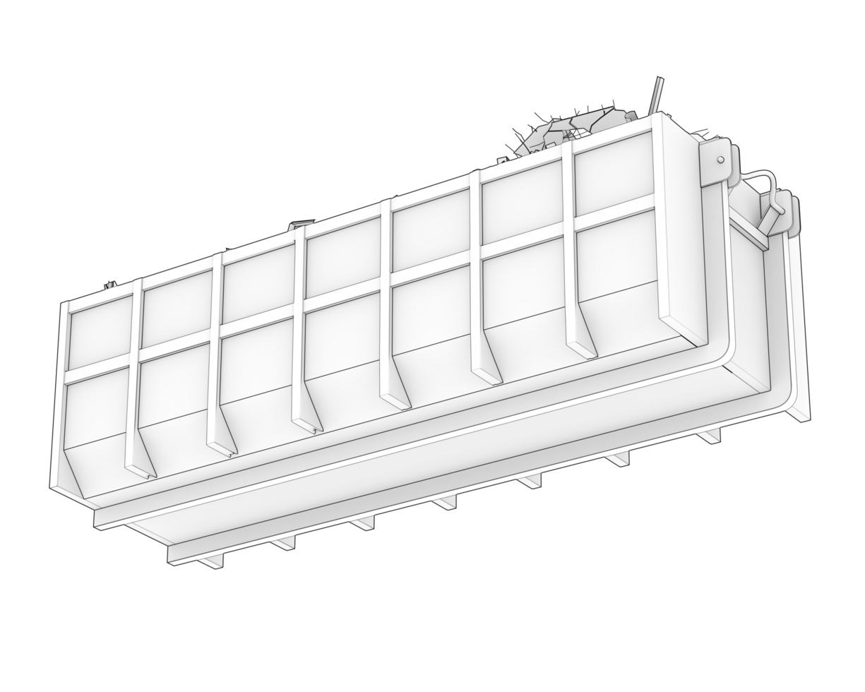 Industrial disposal container isolated on background. 3d rendering - illustration png